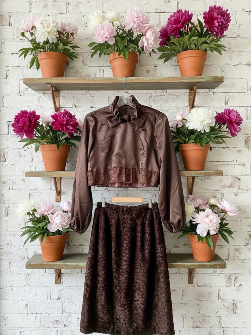 AMAZING vintage 60s mod faux fur crop top, vest & skirt